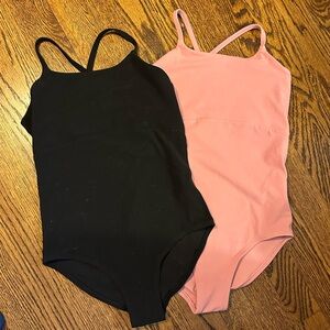 Two (2) Athleta Girl Got Your Back Leotards, Large 12 Black + Pink